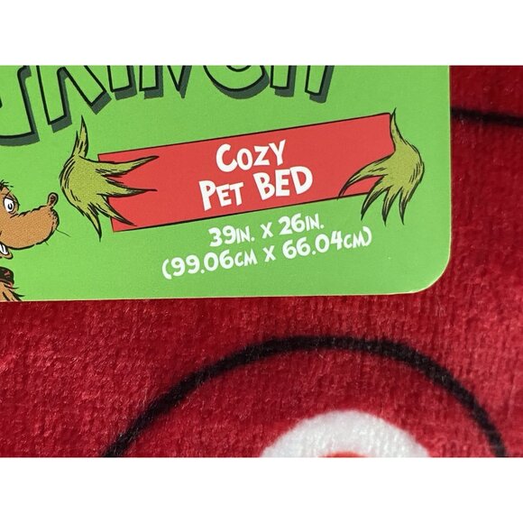 Dr. Seuss The Grinch Dog Pet BED Super Soft Christmas Ornament 39” X 26” Red NEW - Picture 4 of 14